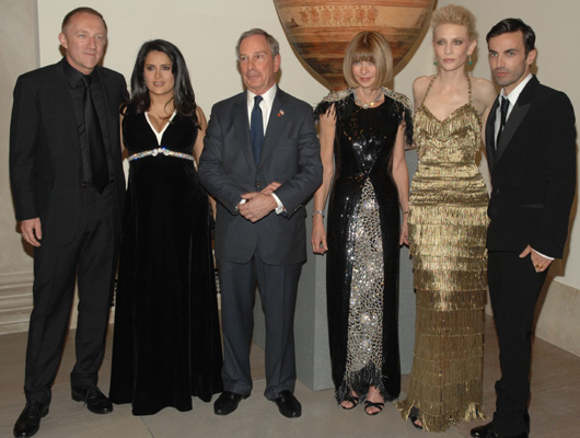 François-Henri Pinault serves as Honorary Chair of the gala. Actress Salma Hayek, Co-chairs are Anna Wintour, Editor-in-Chief of Vogue, actress Cate Blanchett and Nicolas Ghesquière, Creative Director of Balenciaga.